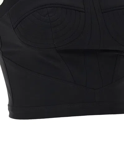 Nensi Dojaka Halter Strap Cropped Top With Structured Cups In Black