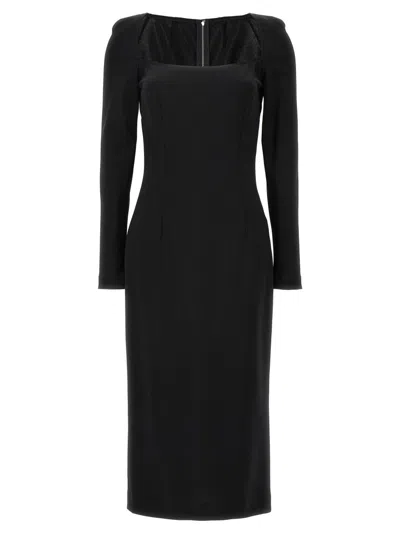 Dolce & Gabbana Long-sleeve Square-neck Midi Dress
