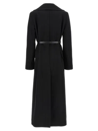 Jil Sander Structured Wool Double-breasted Coat In Black