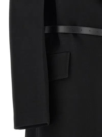 Jil Sander Structured Wool Double-breasted Coat In Black
