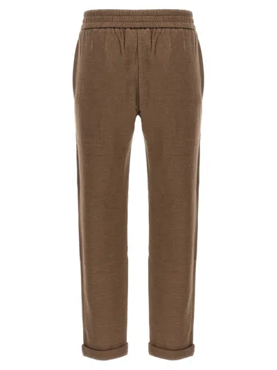 Brunello Cucinelli Cotton-silk Blend Joggers With Side Monile Detail