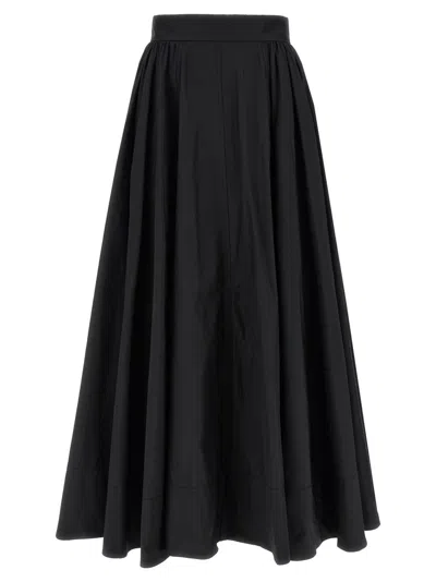 The Andamane 'victoire' High-waisted Maxi Flared Skirt In Black