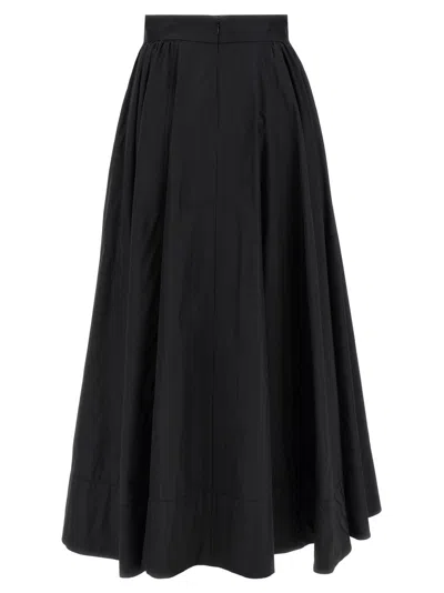 The Andamane 'victoire' High-waisted Maxi Flared Skirt In Black