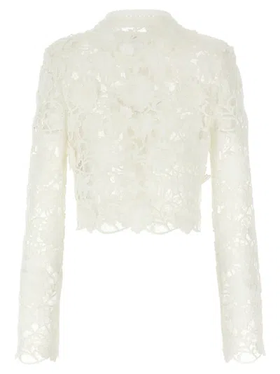 Ermanno Scervino Macramé Lace And Tulle Cropped Cardigan