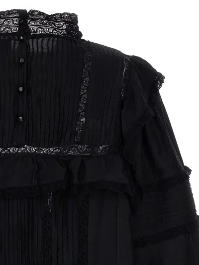 Isabel Marant Zakae Ruffle-trimmed Silk Minidress In Black