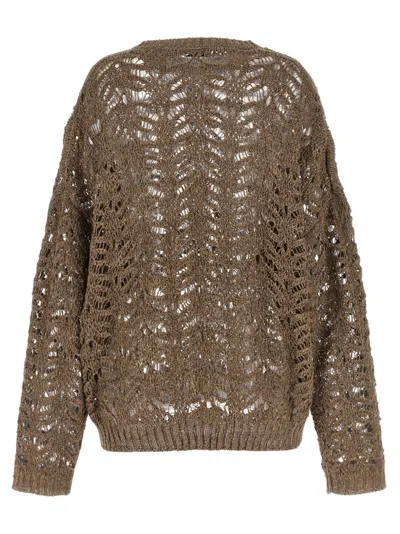 Brunello Cucinelli Openwork Linen Blend Sweater