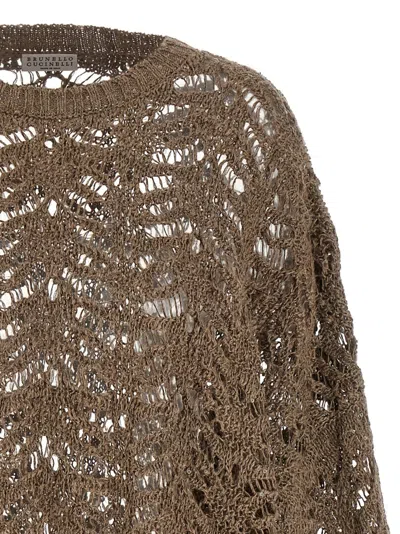 Brunello Cucinelli Openwork Linen Blend Sweater
