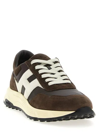 Hogan Coffee Brown Leather Sneakers With Memory Foam Insole