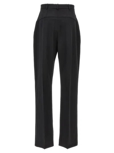 Jacquemus High-waisted Straight Leg Trousers With Buckle Detail And Silhouette In Black