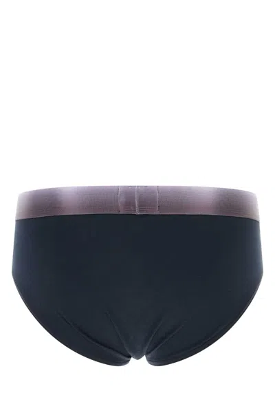 Emporio Armani Midnight Blue Stretch Cotton Brief In Black
