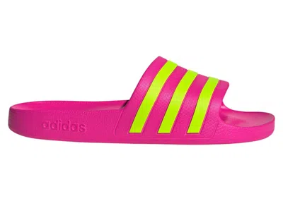 Pre-owned Adidas Originals Adilette Aqua Slides (women's) Sneakers In Shock Pink/solar Slime