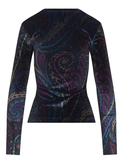 Etro Velvet Top In Multi