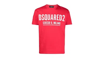 Pre-owned Dsquared2 Men's Dsqua2 Cool Fit Large Ceresio 9 Print Logo T-shirt In Red