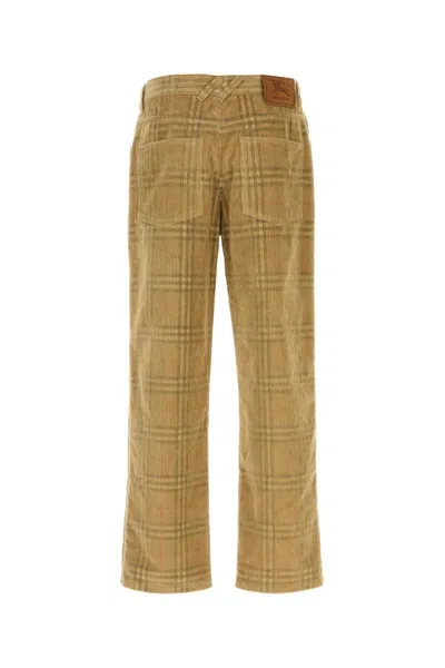 Burberry Corduroy Pant With Embroidered Plaid Pattern In Multi