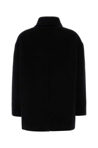 Isabel Marant Wool Blend Fiby Coat With Collared Neck In Black