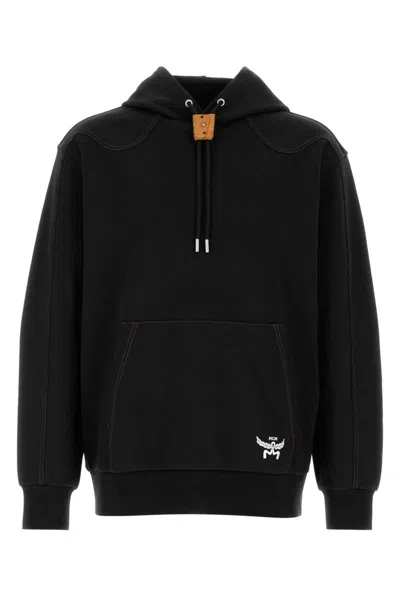 Mcm Stretch Polyester Blend Hooded Sweatshirt In Black