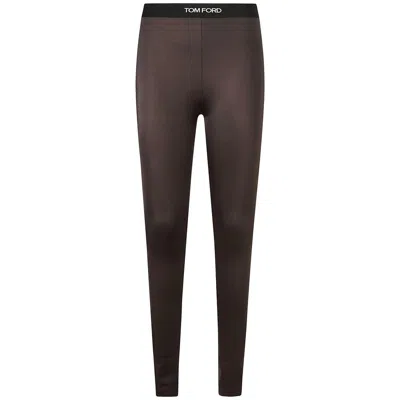 Tom Ford Lustrous Jersey Signature Leggings In Brown