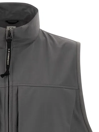 C.p. Company Shell Hooded Sleeveless Jacket In Gray