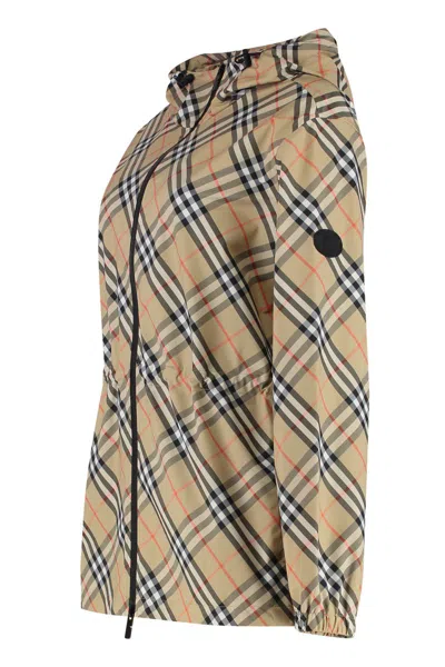 Burberry Technical Fabric Hooded Jacket In Multi
