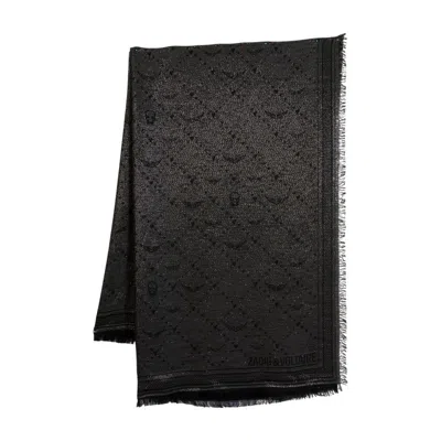 Zadig & Voltaire Zadig&voltaire Glenn Monogram Scarf In Black