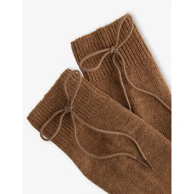 Buci Nyc Womens Cocoa Bow Knitted Wool-blend Stockings