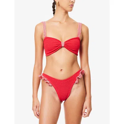 Hunza G Womens Red Red Loretta Check-print Bikini Set