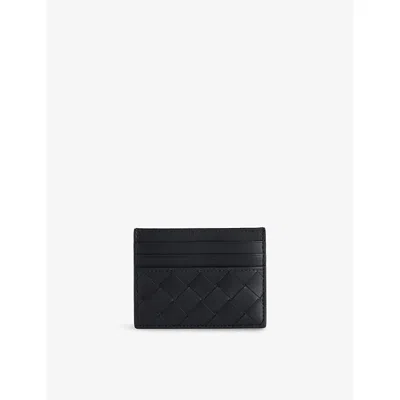 Bottega Veneta Womens Black-silver Intrecciato Leather Credit Card Holder