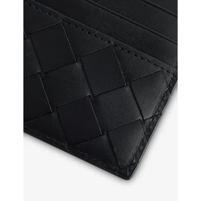 Bottega Veneta Womens Black-silver Intrecciato Leather Credit Card Holder