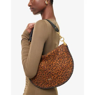 Isabel Marant Womens Oskan Leopard-print Suede Shoulder Bag