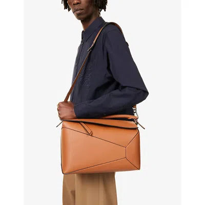 Loewe Mens Tan Puzzle Edge Large Leather Cross-body Bag