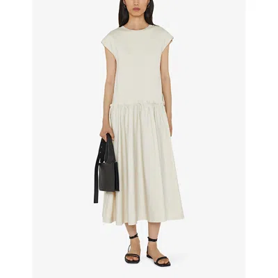 Joseph Womens Seashell Cap-sleeve A-line Cotton Poplin-jersey Midi Dress