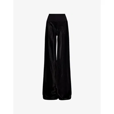 Rick Owens Womens Black Bias Straight-leg Woven Trousers