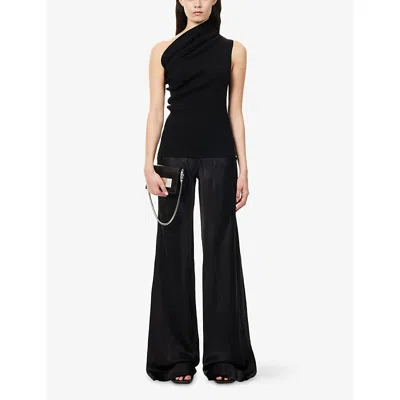 Rick Owens Womens Black Bias Straight-leg Woven Trousers