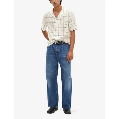 The Kooples Mens White / Black Regular-fit Short-sleeve Checked Shirt In Neutral