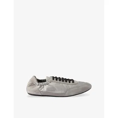 Prada Mens Grey Collapse Re-nylon And Suede Low-top Trainers Eur 41 / 7 Uk