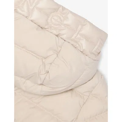 Moncler Light Beige Najan Hooded Shell-down Jacket 6 Months-3 In Nude