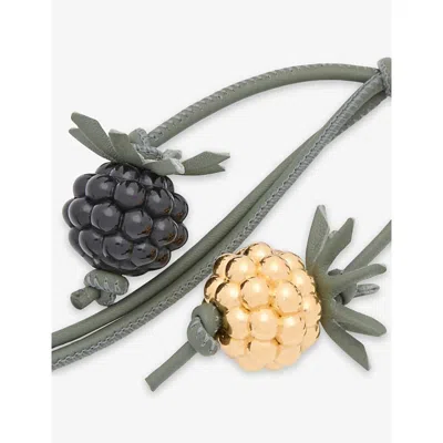 Loewe Womens Black/green Berry Leather And Acetate Bag Charm