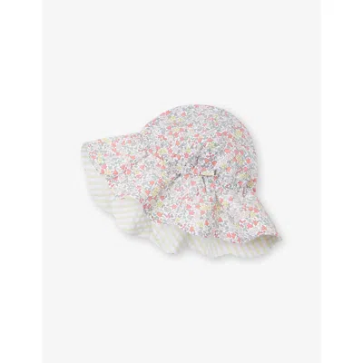 The Little White Company Multi Manon Floral-print Cotton Hat 0-6 Year In Pink