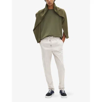 The Kooples Mens Light Grey Elasticated-waist Straight-leg Cotton Trousers In Gold