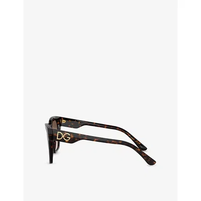 Dolce & Gabbana Womens Havana 0dg4384 Sqaure-frame Acetate Sunglasses