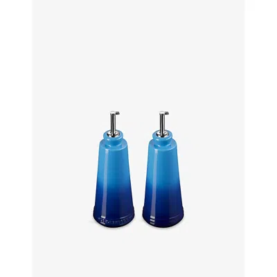 Le Creuset Azure Blue Signature Stoneware Oil And Vinegar Set