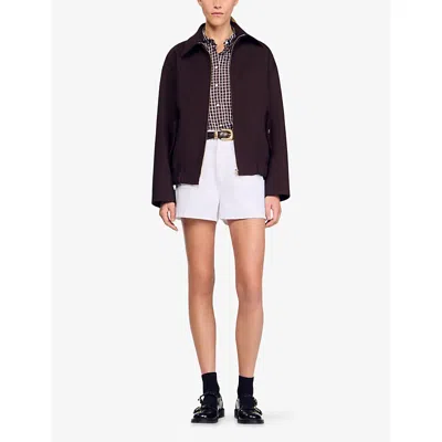 Sandro Zip-fastening Elasticated-hem Jacket In Brown