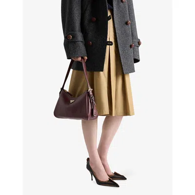 Prada Womens Burgundy Aimee Medium Leather Shoulder Bag