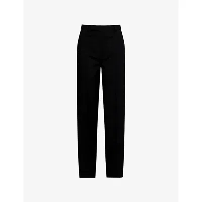 Rick Owens Womens Black Dietrich Straight-leg Wool Trousers