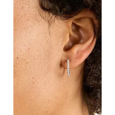 Astrid & Miyu Womens Rhodium P Silver Pearl Hoop Rhodium-plated Sterling-silver Earring