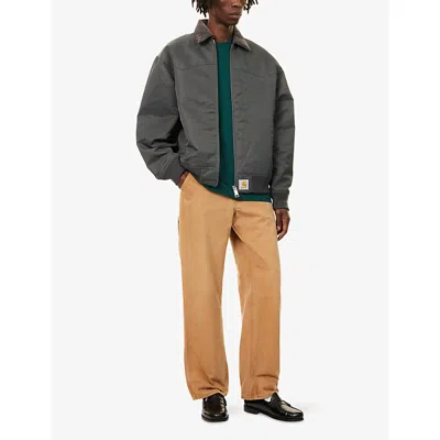 Carhartt Mens Graphite / Dark Fir Santa Fe Alumni Loose-fit Shell Jacket In Gray