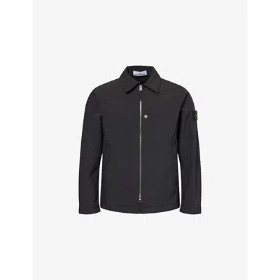 Stone Island Mens Black Soft-shell Pointed-collar Jacket In Black