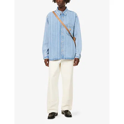 Carhartt Striped Cotton Shirt Jacket With Chest Pocket In Blue