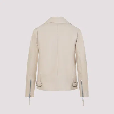 Ralph Lauren Leather Jacket Adjustable Straps In Neutral