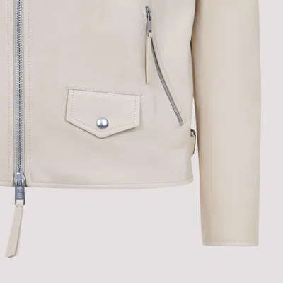 Ralph Lauren Leather Jacket Adjustable Straps In Neutral